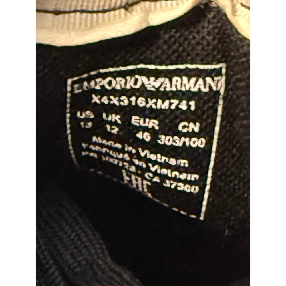 Emporio Armani Mens Black Jacquard Eagle Logo Low Top Sneakers Leather Trim 13 - Picture 9 of 9